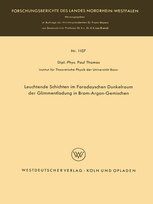cover image of Leuchtende Schichten im Faradayschen Dunkelraum der Glimmentladung in Brom-Argon-Gemischen